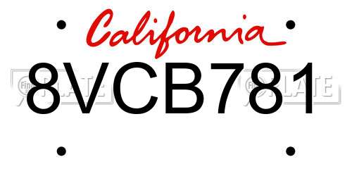 8VCB781 California License Plate