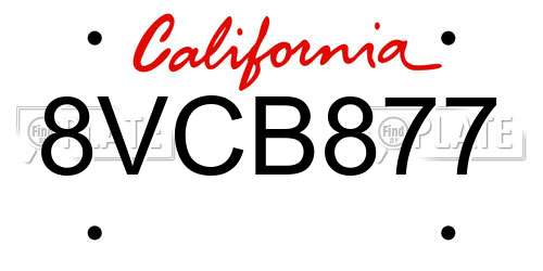 8VCB877 California License Plate