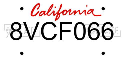 8VCF066 California License Plate