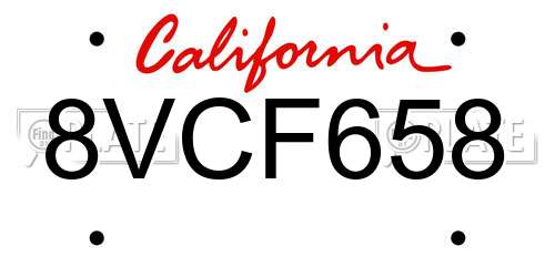 8VCF658 California License Plate