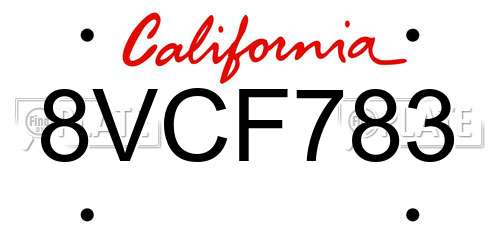 8VCF783 California License Plate