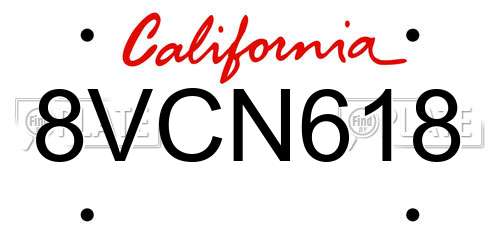 8VCN618 California License Plate