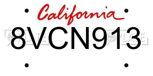 8VCN913 California License Plate