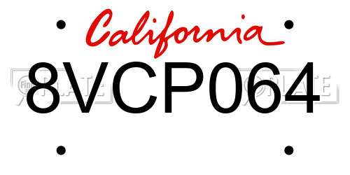 8VCP064 California License Plate