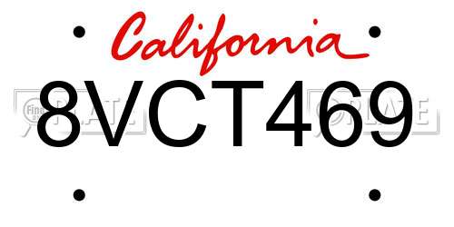 8VCT469 California License Plate