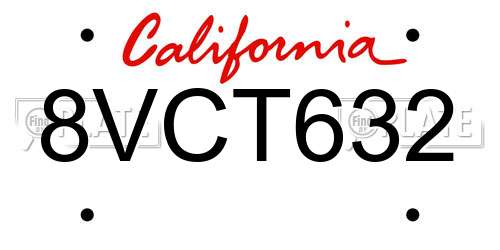 8VCT632 California License Plate
