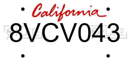 8VCV043 California License Plate