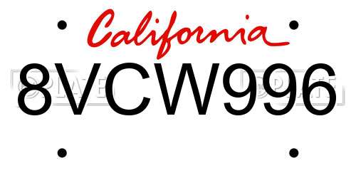8VCW996 California License Plate