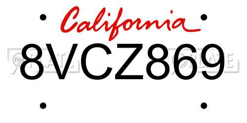 8VCZ869 California License Plate