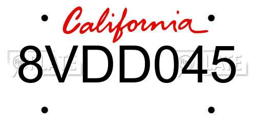 8VDD045 California License Plate