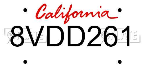 8VDD261 California License Plate