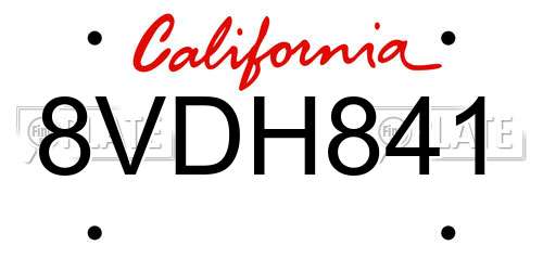 8VDH841 California License Plate