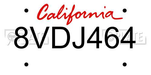 8VDJ464 California License Plate
