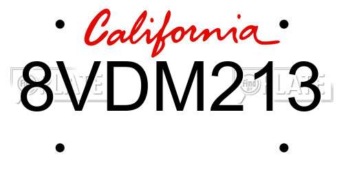8VDM213 California License Plate
