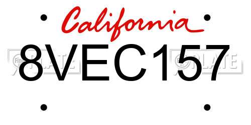 8VEC157 California License Plate