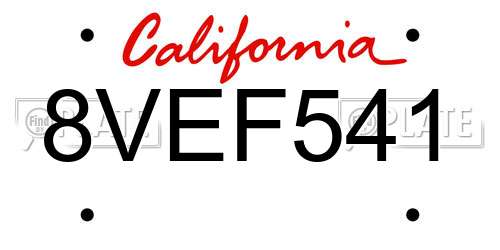 8VEF541 California License Plate