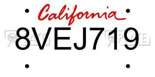 8VEJ719 California License Plate