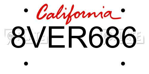 8VER686 California License Plate