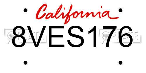 8VES176 California License Plate