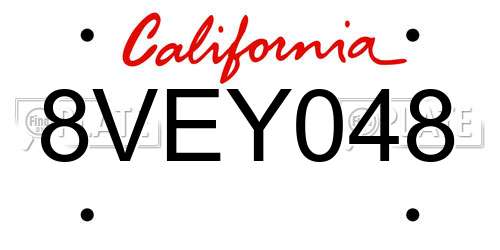 8VEY048 California License Plate