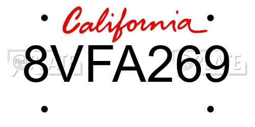 8VFA269 California License Plate