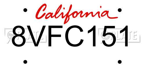 8VFC151 California License Plate