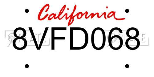 8VFD068 California License Plate