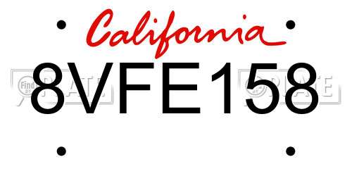 8VFE158 California License Plate