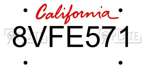 8VFE571 California License Plate
