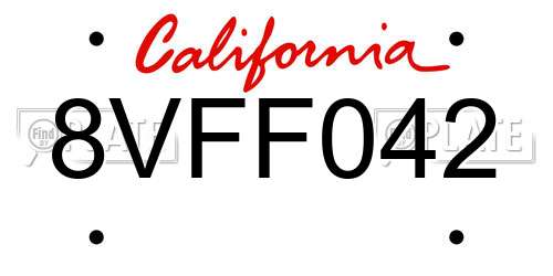 8VFF042 California License Plate