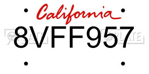 8VFF957 California License Plate