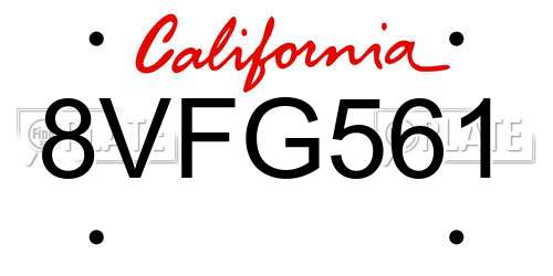 8VFG561 California License Plate
