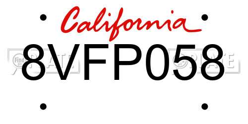 8VFP058 California License Plate