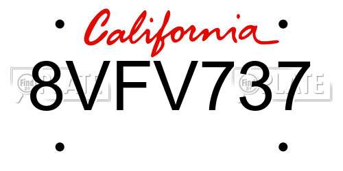 8VFV737 California License Plate
