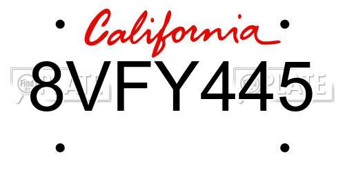 8VFY445 California License Plate