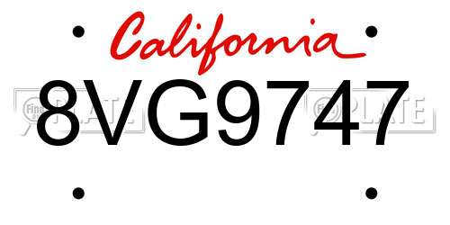 8VG9747 California License Plate