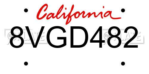 8VGD482 California License Plate