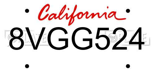 8VGG524 California License Plate