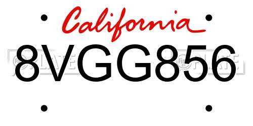 8VGG856 California License Plate