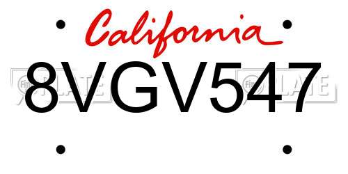 8VGV547 California License Plate