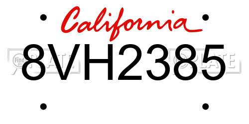 8VH2385 California License Plate