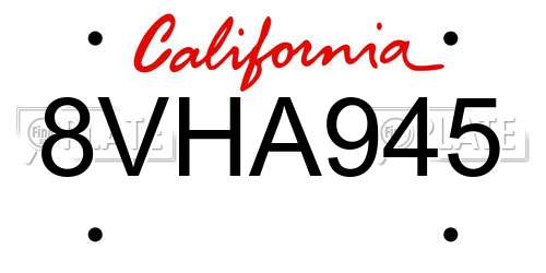 8VHA945 California License Plate