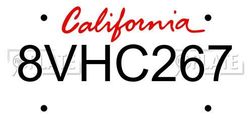8VHC267 California License Plate