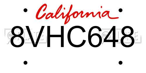 8VHC648 California License Plate