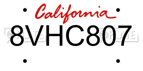 8VHC807 California License Plate