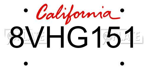 8VHG151 California License Plate