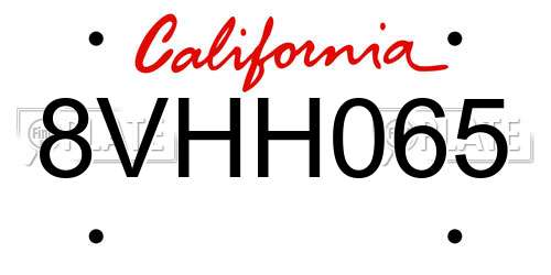 8VHH065 California License Plate