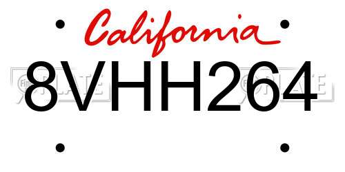 8VHH264 California License Plate