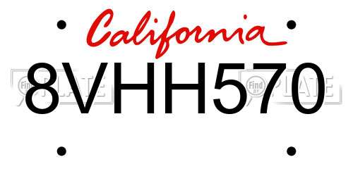 8VHH570 California License Plate