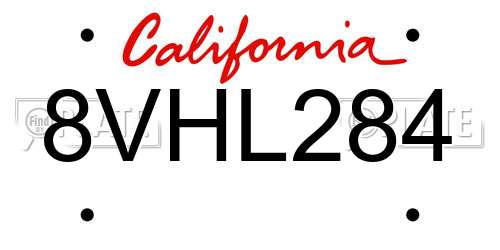 8VHL284 California License Plate